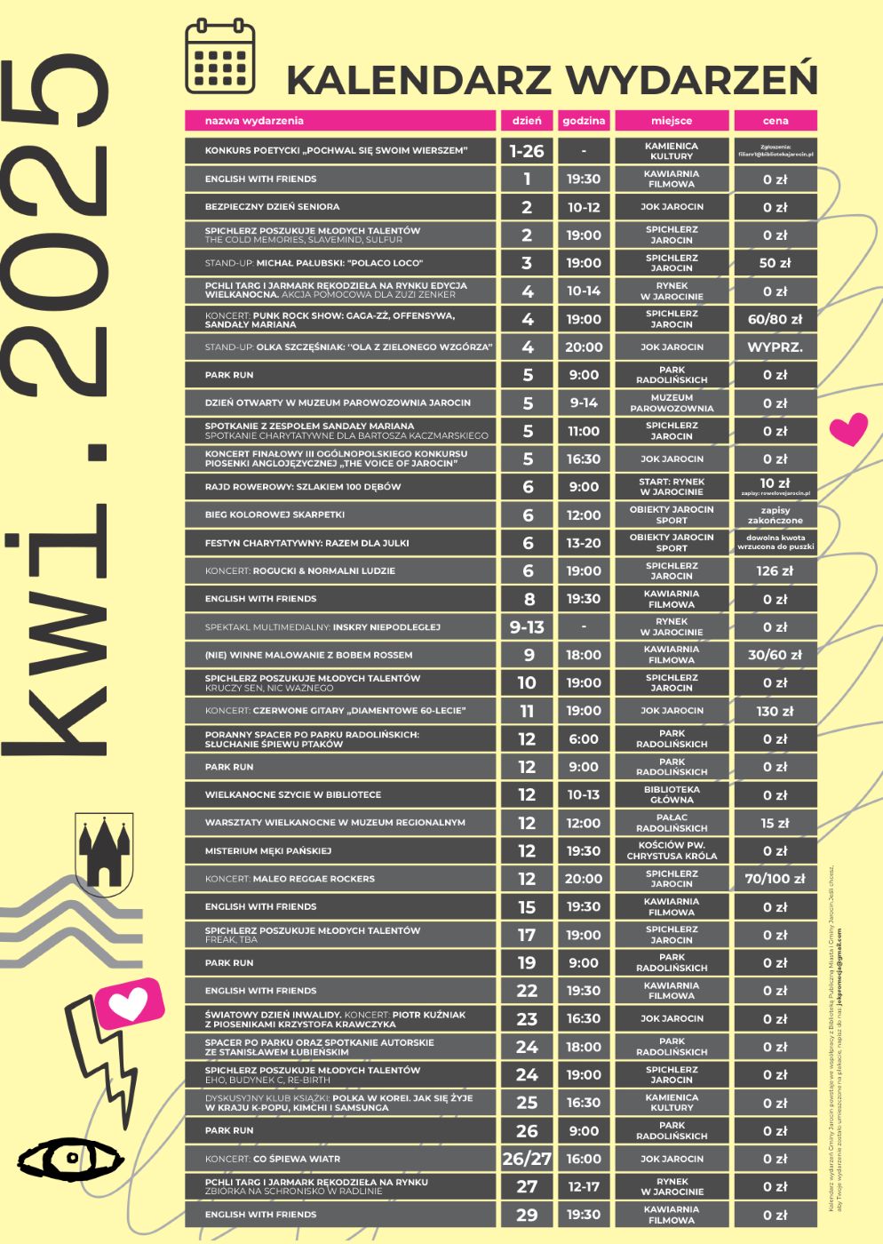 Kalendarz Wydarzeń - kwiecień 2025