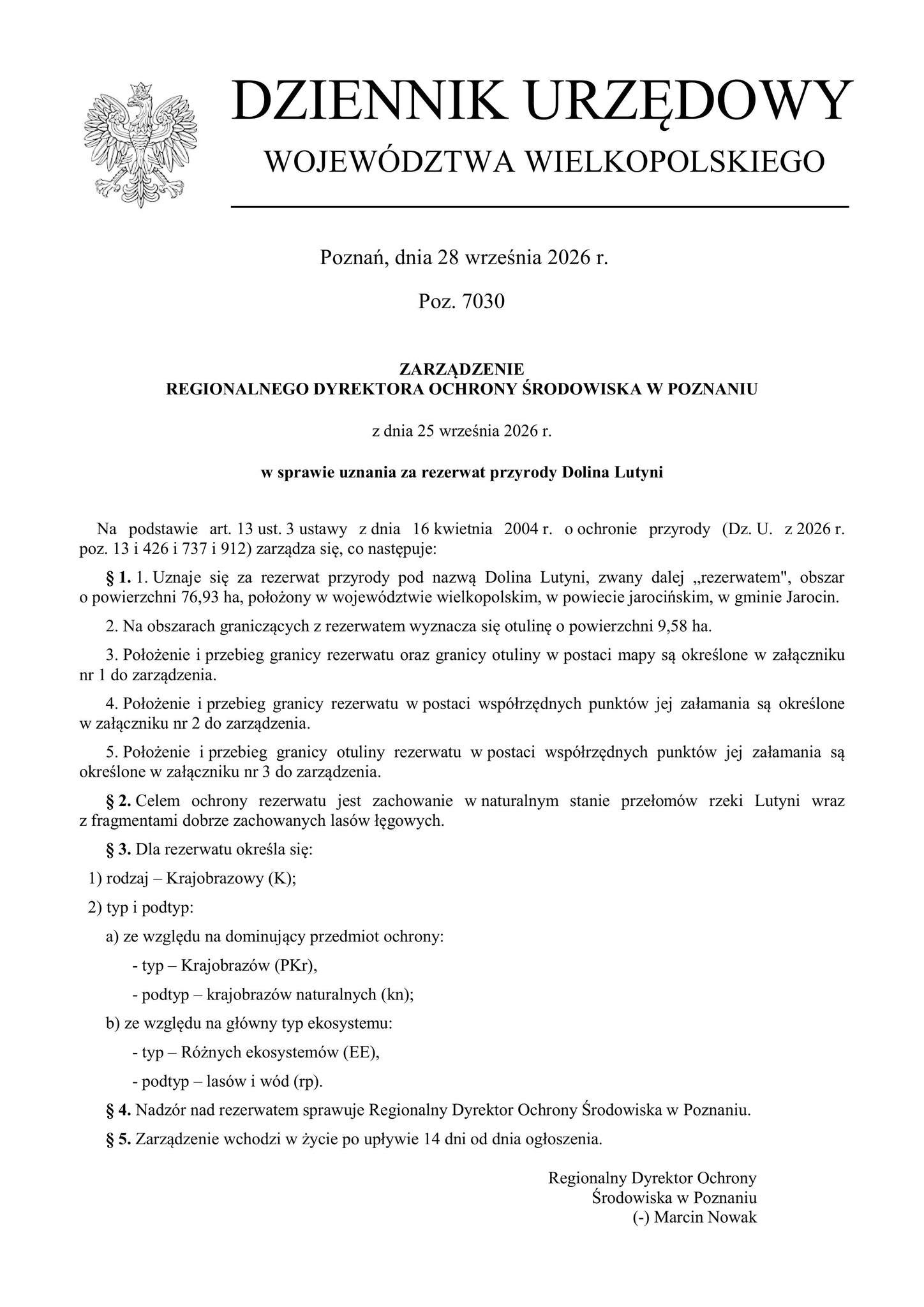 Nowy Rezerwat Przyrody w Gminie Jarocin